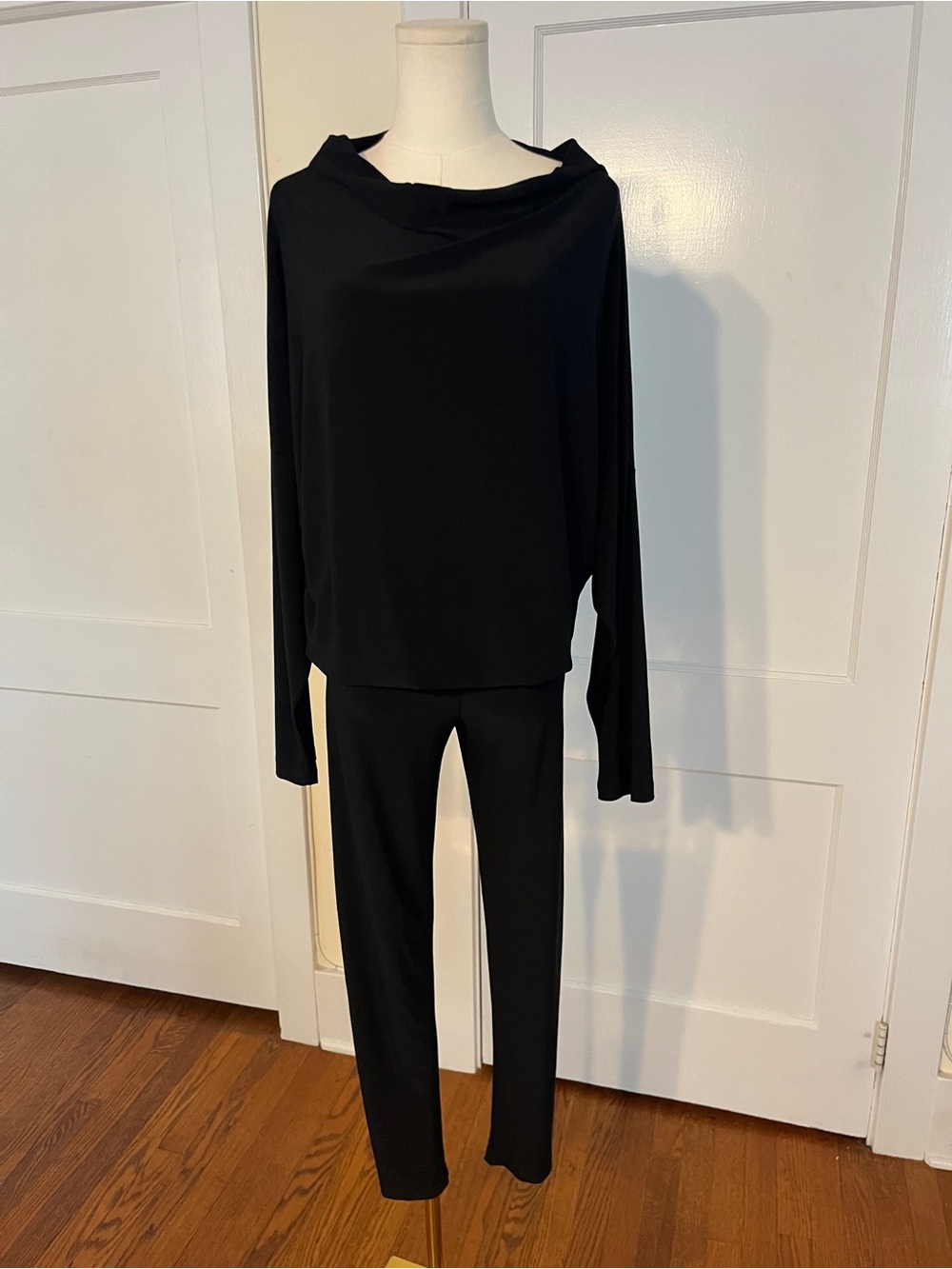 Vintage 90s Norma Kamali Black Jumpsuit — Bare-Shoulder Drama